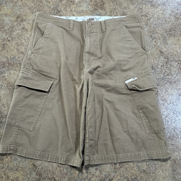 Vintage Y2k Vans Cargo Shorts Skull Brown Size 36 Skater Grunge - Picture 3 of 9